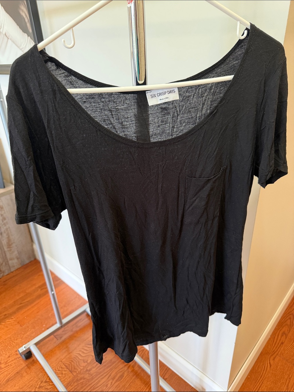 Women’s Black Scoop Neck Pocket Tee